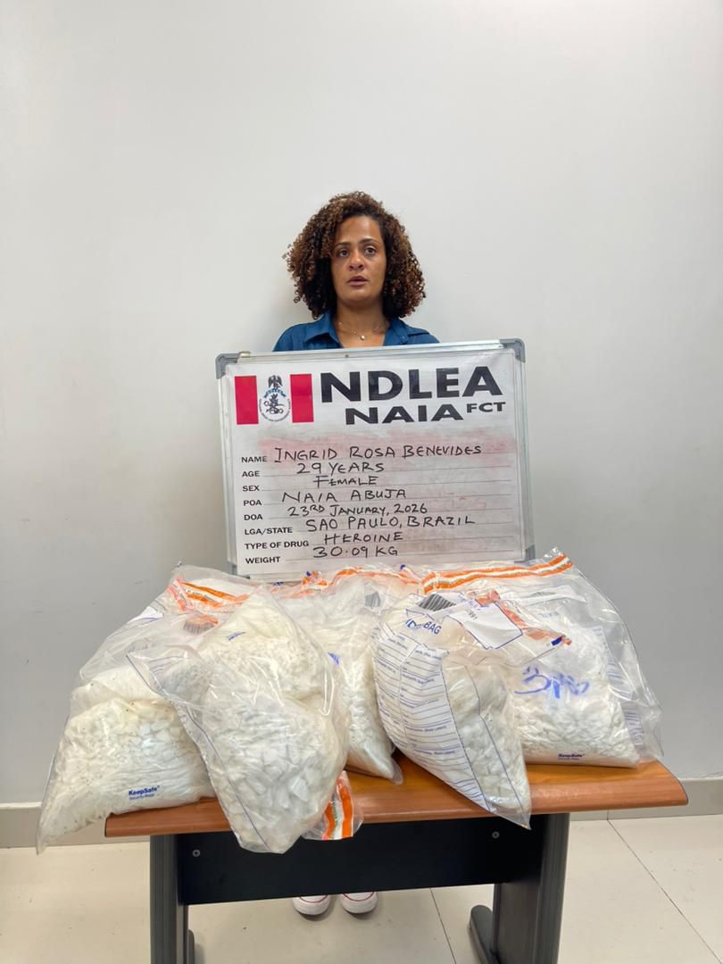 NDLEA Nabs Brazilian Lady with ₦3bn Heroin at Abuja Airport, Seizes Explosives, Drugs Nationwide