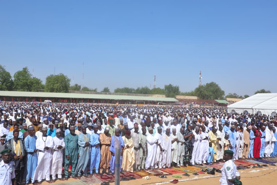 VP Shettima, Zulum Attend Eid Prayers at Ramat Square as Worshippers Observe Sallah Peacefully in Maiduguri.