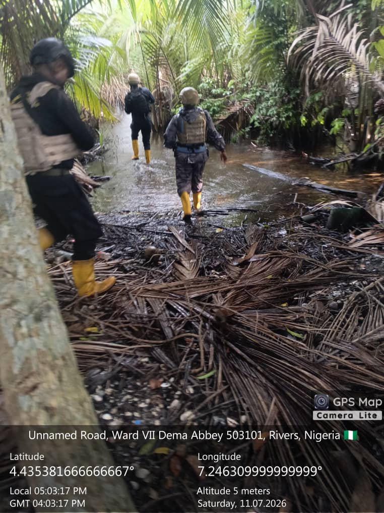 Navy dismantles illegal crude oil storage pits in Rivers, foils oil theft plot
