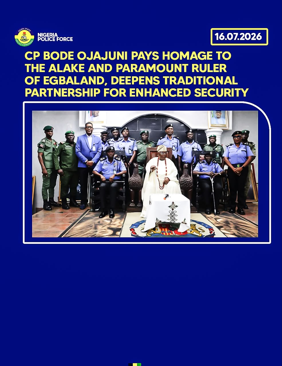 CP Ojajuni Strengthens Security Partnership With Alake of Egbaland