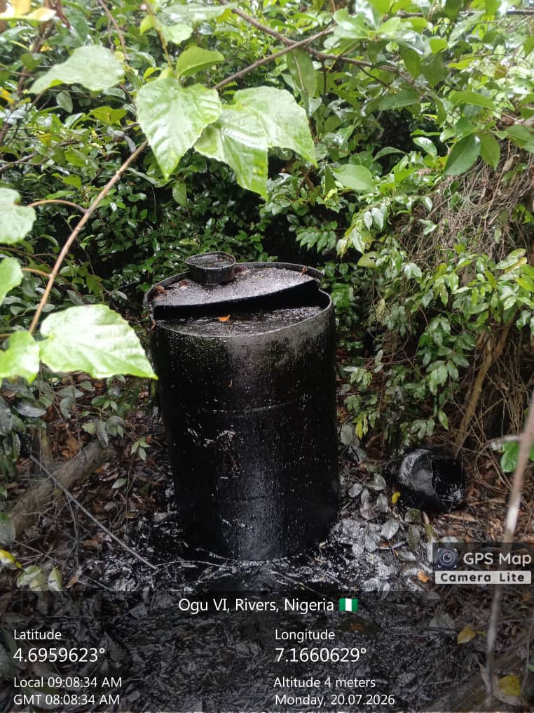 Navy Foils Illegal Refinery Expansion, Recovers 104,000 Litres of Suspected Stolen Crude in Rivers
