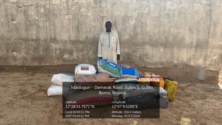 Troops arrest suspected Boko Haram logistics supplier with fuel, food items in Gubio