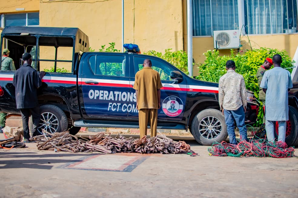 NSCDC Arrests Four Suspects Over Cable Vandalism in Abuja